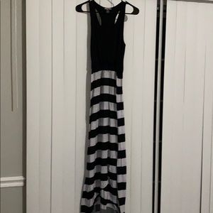 Black and white striped maxi dress